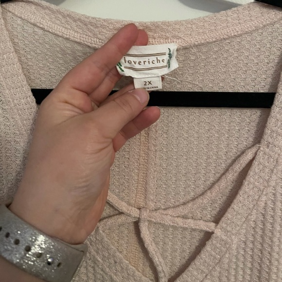 Cream Long Sleeve Waffle Knit - Picture 3 of 7